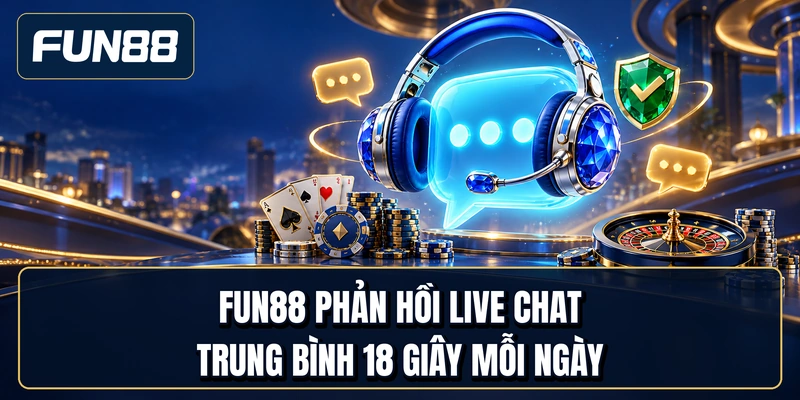 Fun88 phản hồi live chat trung bình 18 giây mỗi ngày