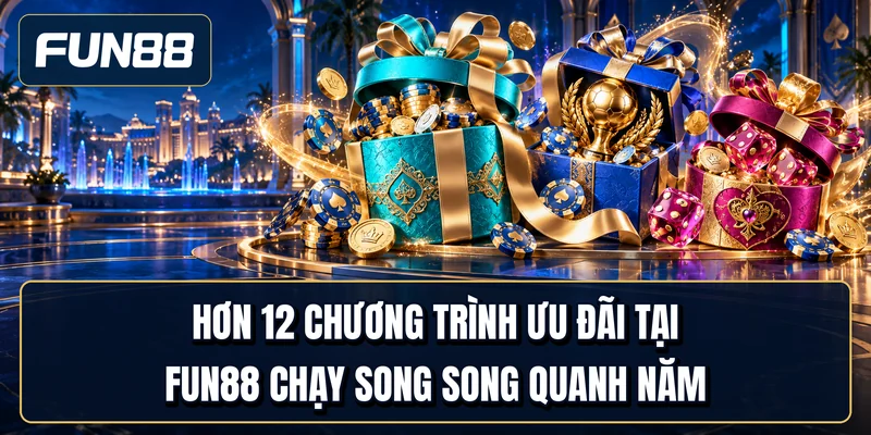 Hơn 12 chương trình ưu đãi tại Fun88 chạy song song quanh năm