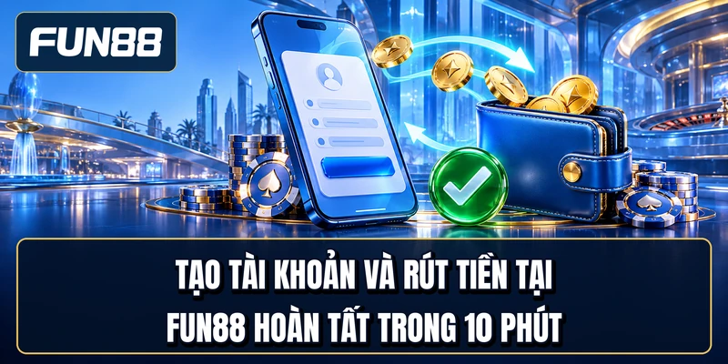 Tạo tài khoản và rút tiền tại Fun88 hoàn tất trong 10 phút